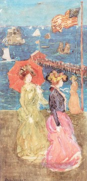  pre works - Figures Under the Flag Maurice Prendergast watercolour